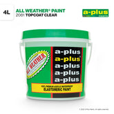 A-Plus All Weather - 2081 Topcoat Clear / FAMILY COLOR WHITE for Interior & Exterior Concrete, Wood, and Well Primed Metal Surface Paint/ FAMILY COLOR WHITE 4 Liters (4L)